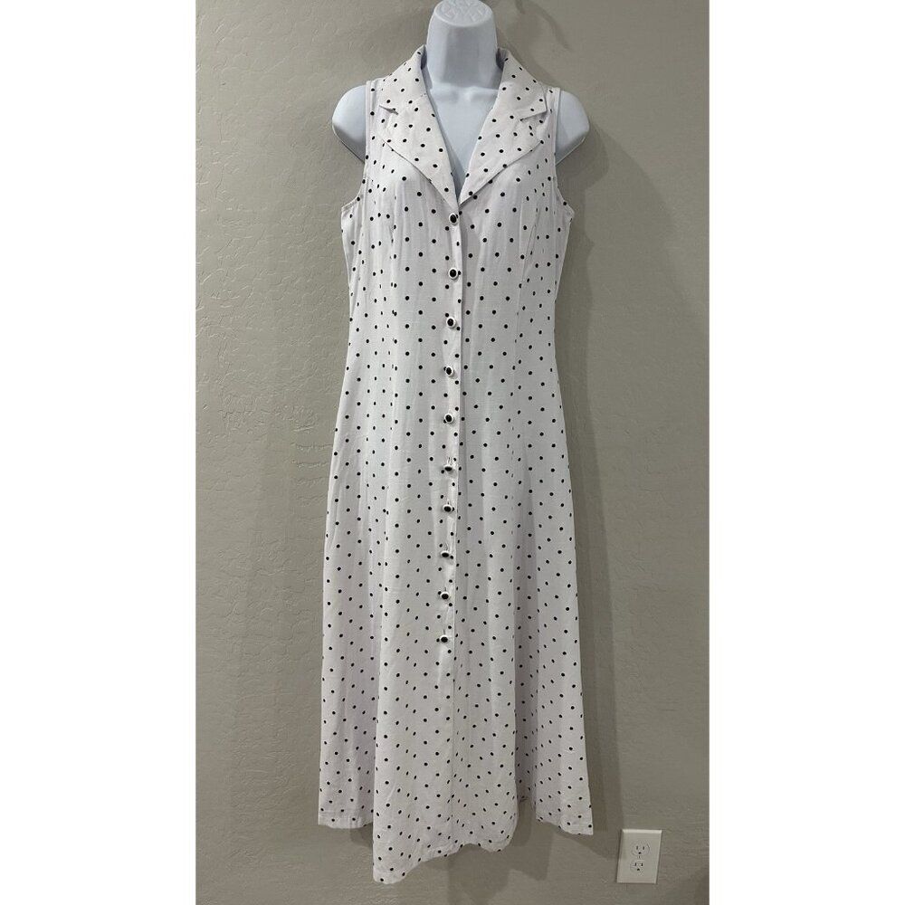 Sheri Martin New‎ York Dress Womens 8 White Polka Dot 80’s 90’s Office Siren